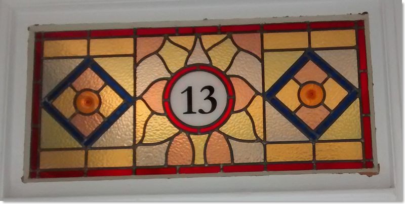 House numbers and names in stained glass (14) from South London Stained Glass