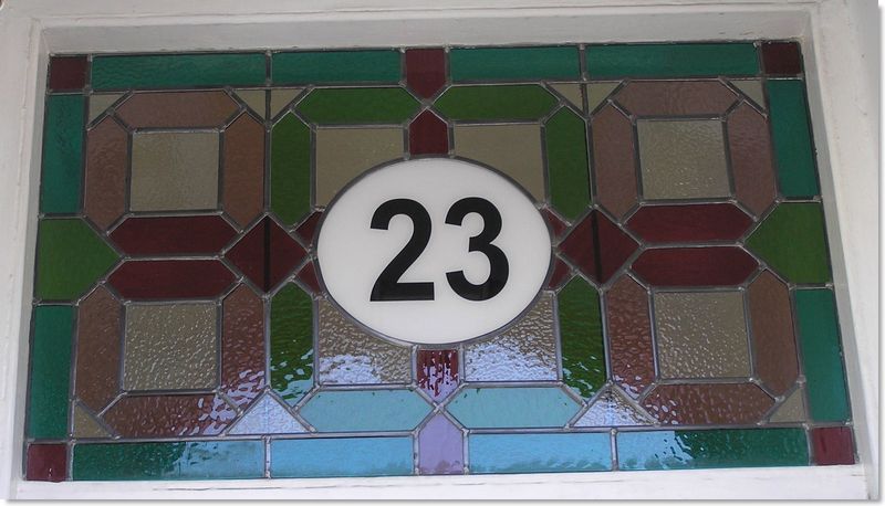 House numbers and names in stained glass (20) from South London Stained Glass