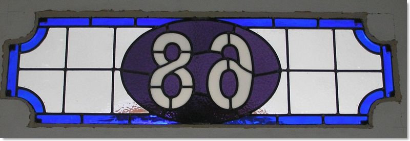House numbers and names in stained glass (32) from South London Stained Glass