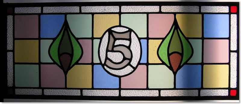 House numbers and names in stained glass (6) from South London Stained Glass