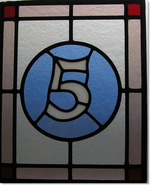 House numbers and names in stained glass (9) from South London Stained Glass